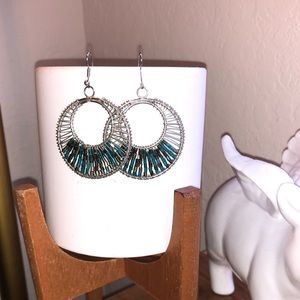Silver Beaded Earrings.